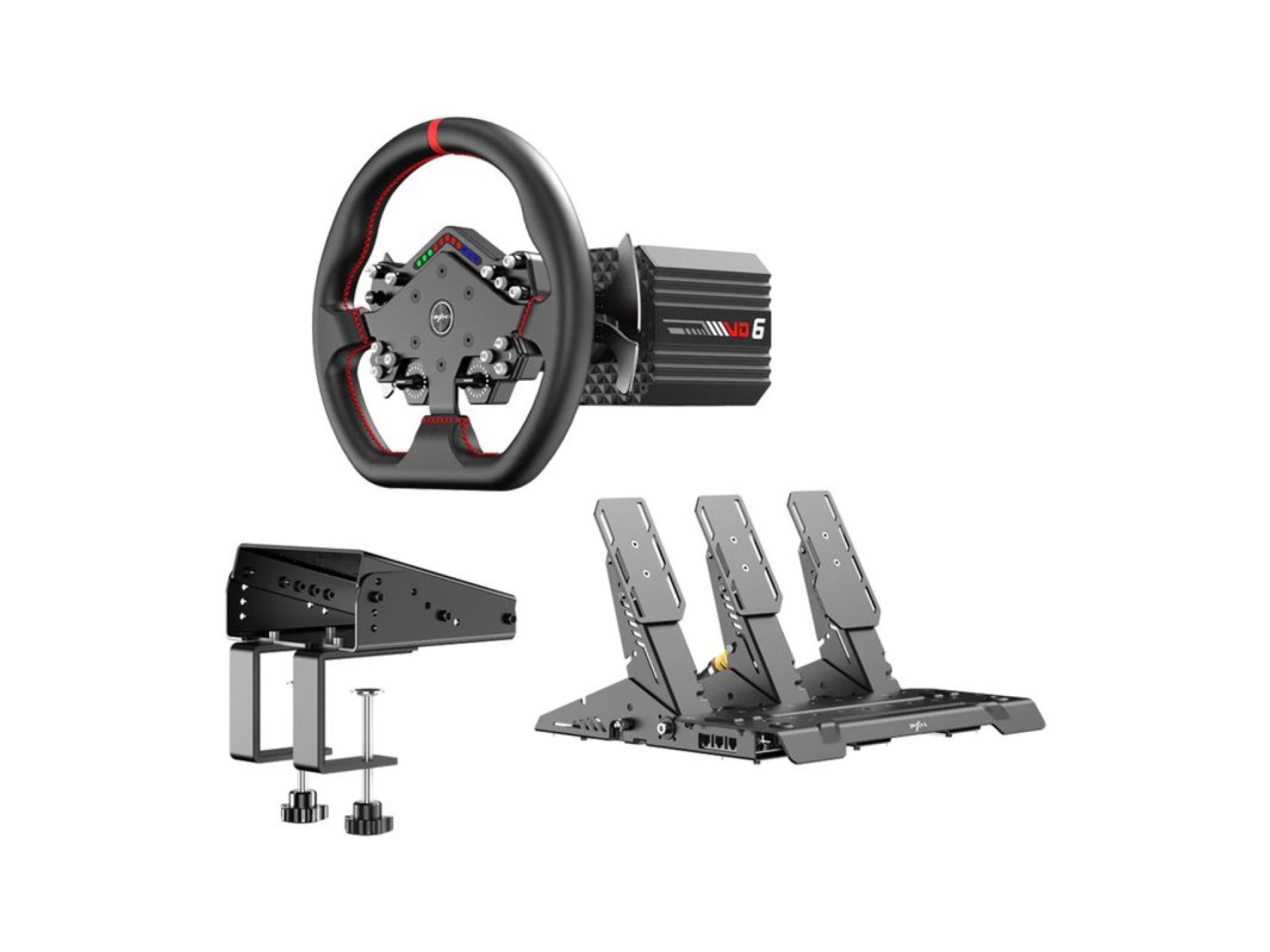Conjunto de juego PXN VD6 Bundle DP: base VD6 + volante WDS R2 + pedales + abrazadera Z9