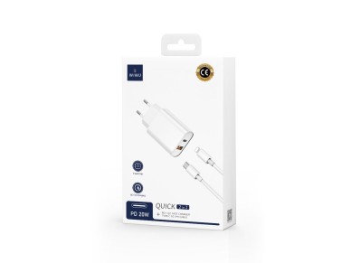 WIWU wall charger Wi-U002 PD + QC 20W 1x USB 1x USB-C white + cable USB-C - Lightning WIWU wall charger Wi-U002 PD + QC 20W 1x USB 1x USB-C white + cable USB-C - Lightning