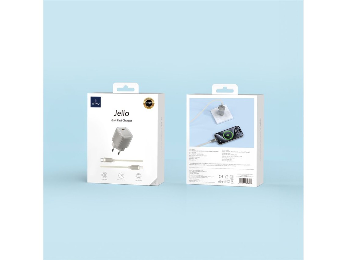 Cargador WIWU Jello de 30 W GaN con enchufe europeo (Wi-U017 CL)