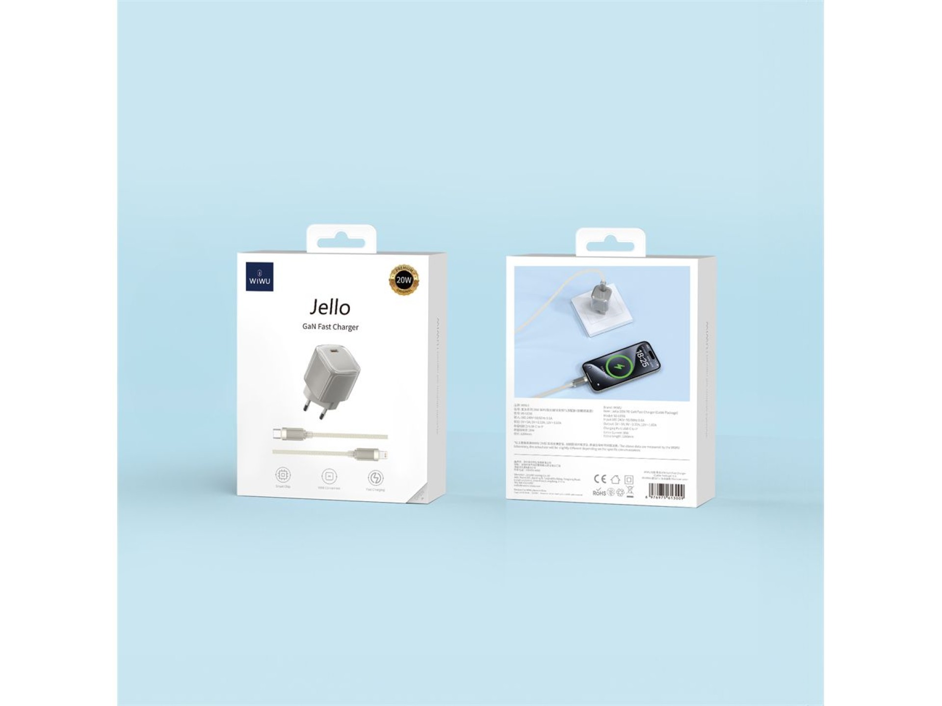 Cargador WIWU Jello de 30 W GaN con enchufe europeo (Wi-U017 CL)
