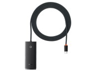 Adaptador Baseus HUB Lite USB-C a 4 USB 3.0 2,0 m negro