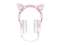 Fones de ouvido gamer ONIKUMA X10 branco/rosa/orelhas de gato