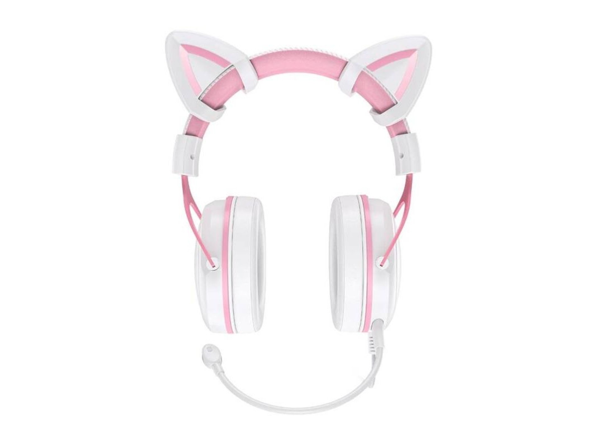 Fones de ouvido gamer ONIKUMA X10 branco/rosa/orelhas de gato