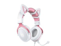 Fones de ouvido gamer ONIKUMA X10 branco/rosa/orelhas de gato