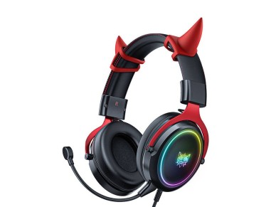 Fones de ouvido gamer ONIKUMA X10 Preto e vermelho Demona rosa