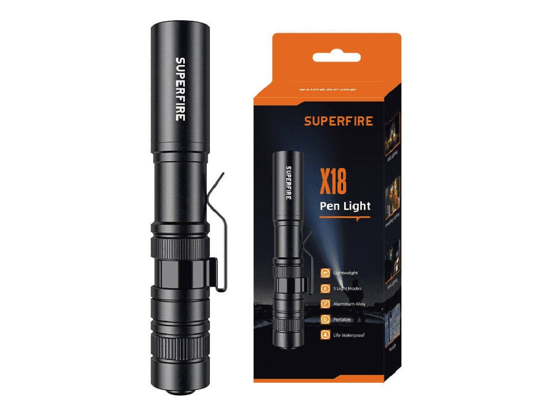 Lanterna Superfire X18 – 55lm, 5W, 5 modos, 38m