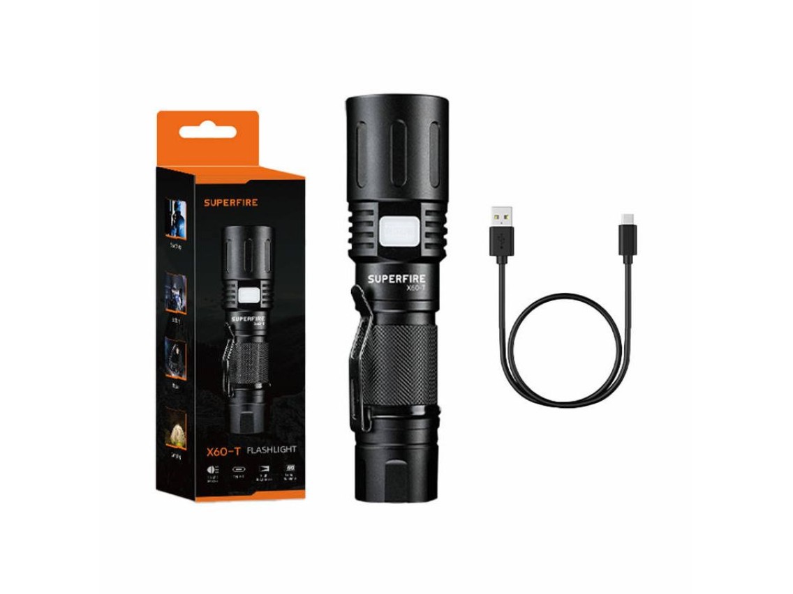 Linterna Superfire X60-T, 1500 lm, USB