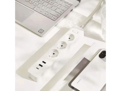 Regleta con Interruptor Xiaomi 20W Power Strip/ 3 Tomas de Corriente/ 1 USB/ 2 USB Tipo-C/ Cable 1.4 Regleta con Interruptor Xiaomi 20W Power Strip/ 3 Tomas de Corriente/ 1 USB/ 2 USB Tipo-C/ Cable 1.4