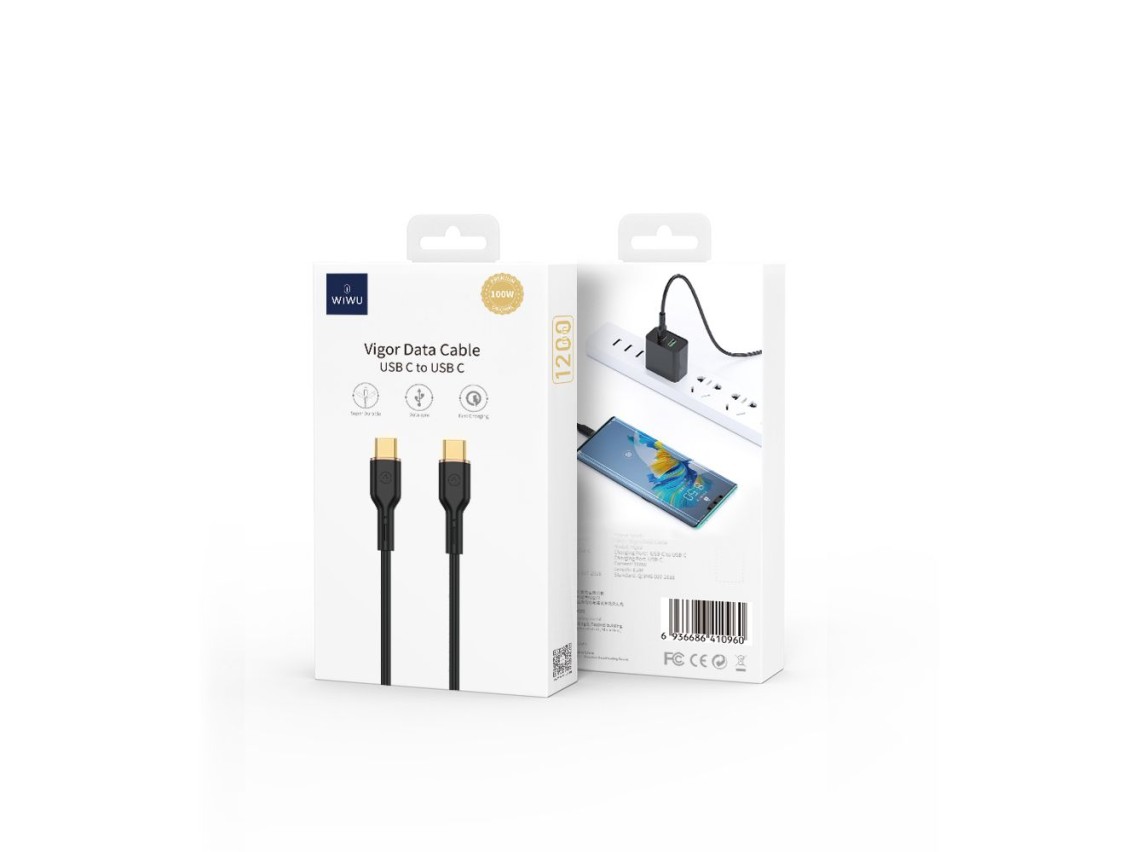 Cabo WIWU YQ02 USB-C - USB-C 100W 1,2m branco