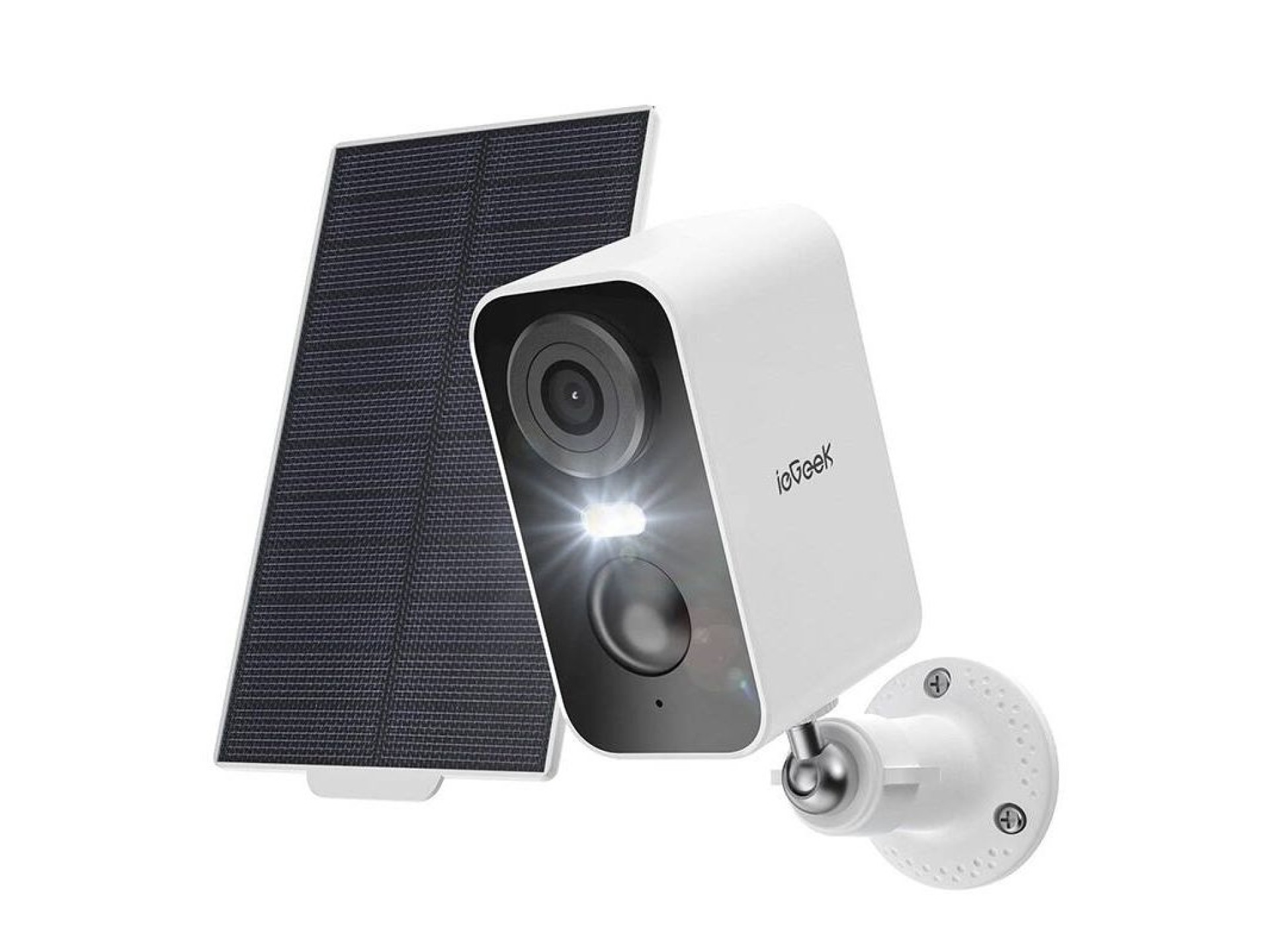 Cámara exterior inalámbrica WiFi de 3 MP ieGeek ZS-GX3S blanca con panel solar