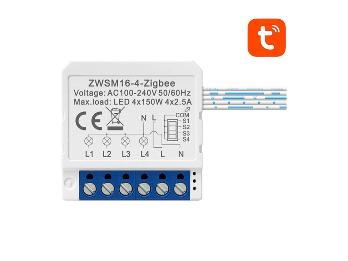 M�dulo de interruptor inteligente ZigBee Avatto ZWSM16-W4 TUYA
