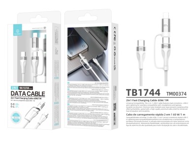 Techancy TB1744 2-in-1 Fast Charging Cable 1m USB-C to USB-C 60W and USB-C to Lightning 27W Durable Techancy TB1744 2-in-1 Fast Charging Cable 1m USB-C to USB-C 60W and USB-C to Lightning 27W Durable