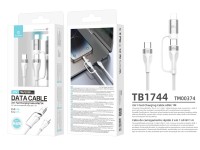 Techancy TB1744 2-in-1 Fast Charging Cable 1m USB-C to USB-C 60W and USB-C to Lightning 27W Durable 
