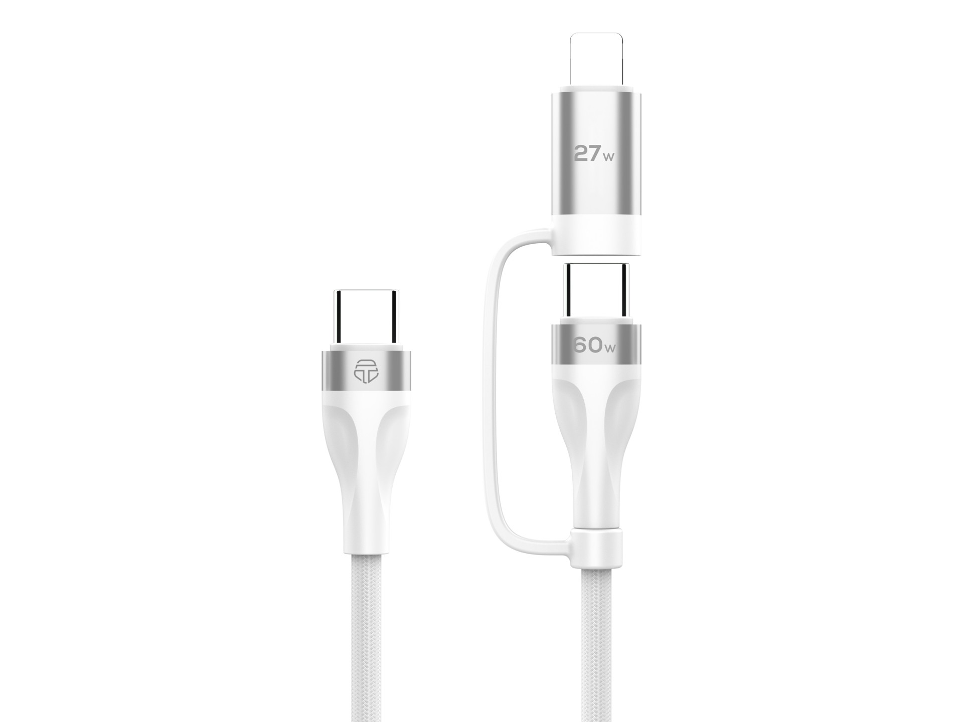 Techancy TB1744 2-in-1 Fast Charging Cable 1m USB-C to USB-C 60W and USB-C to Lightning 27W Durable