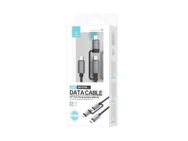 Techancy TB1743 2-in-1 Fast Charging Cable 1m USB-C to USB-C 60W and USB-C to Lightning 27W Durable 