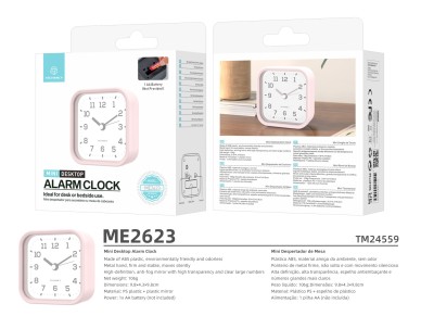 Techancy Mini despertador de mesa ME2623 silencioso n�meros grandes espelho HD corpo ABS port�til pa