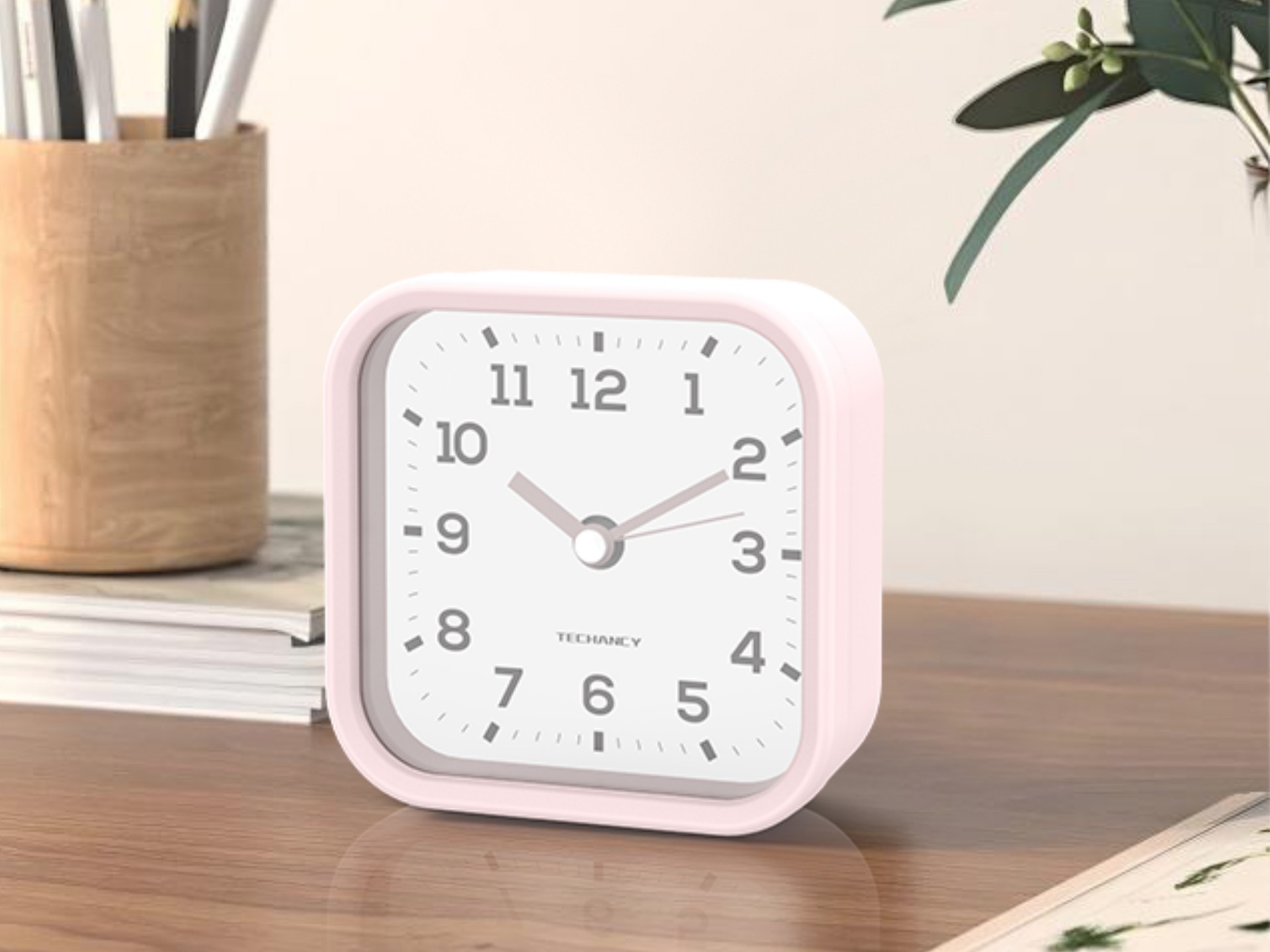Reloj despertador de escritorio silencioso Techancy Mini ME2623, números grandes, espejo HD, cuerpo