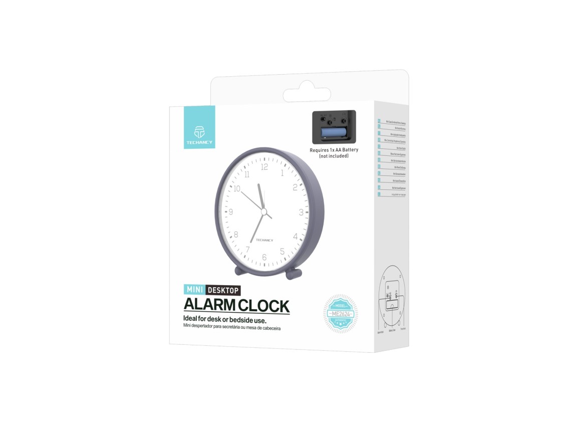 Reloj despertador de escritorio silencioso Techancy Mini ME2624, con n�meros grandes, espejo y cuerp
