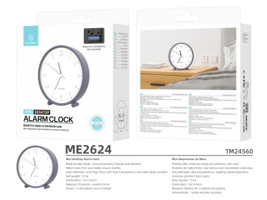 Techancy Mini despertador de mesa ME2624 silencioso n�meros grandes espelho HD corpo ABS port�til pa