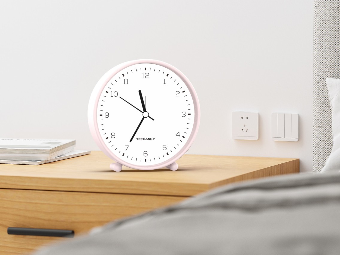 Techancy Mini ME2624 Silent Desk Alarm Clock, Large Numbers, Mirror, HD ABS Body, Portable for Bedro