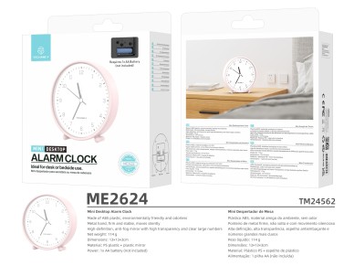 Techancy Mini despertador de mesa ME2624 silencioso n�meros grandes espelho HD corpo ABS port�til pa