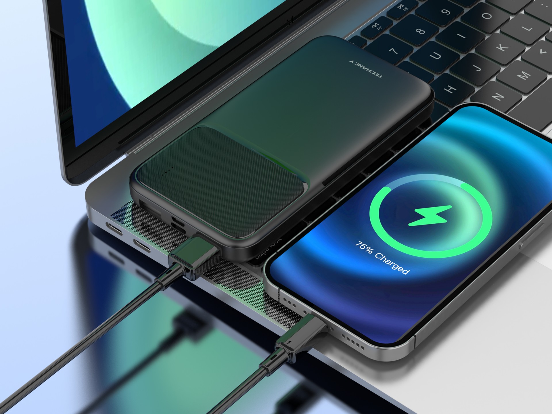 Cable USB A Techancy para iPhone TB1782 (1 m, 2,4 A, carga rápida y datos, iPhone 7, 8, XS, 11, 12,