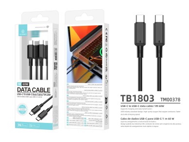 Techancy USB-C to USB-C Cable TB1803 1m 60W Fast Charging and Data for Mobile Phone, Tablet, Laptop, Techancy USB-C to USB-C Cable TB1803 1m 60W Fast Charging and Data for Mobile Phone, Tablet, Laptop,
