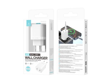 Techancy 40W Dual USB C PD PPS TA2827 Fast Charging Charger for iPhone, Android, Tablet, EU Adapter, Techancy 40W Dual USB C PD PPS TA2827 Fast Charging Charger for iPhone, Android, Tablet, EU Adapter,