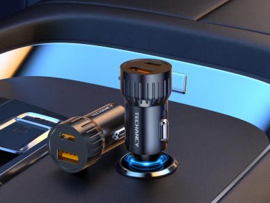 Cargador de coche Techancy TC6430 de 52,5 W con USB A y USB C PD PPS QC3.0, carga r�pida, 12 V, 24 V