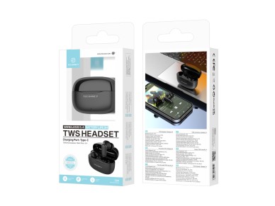 Techancy Bluetooth TWS Wireless 5.4 KP2715 Earphones with HD Microphone, Smart Touch, USB-C for Andr