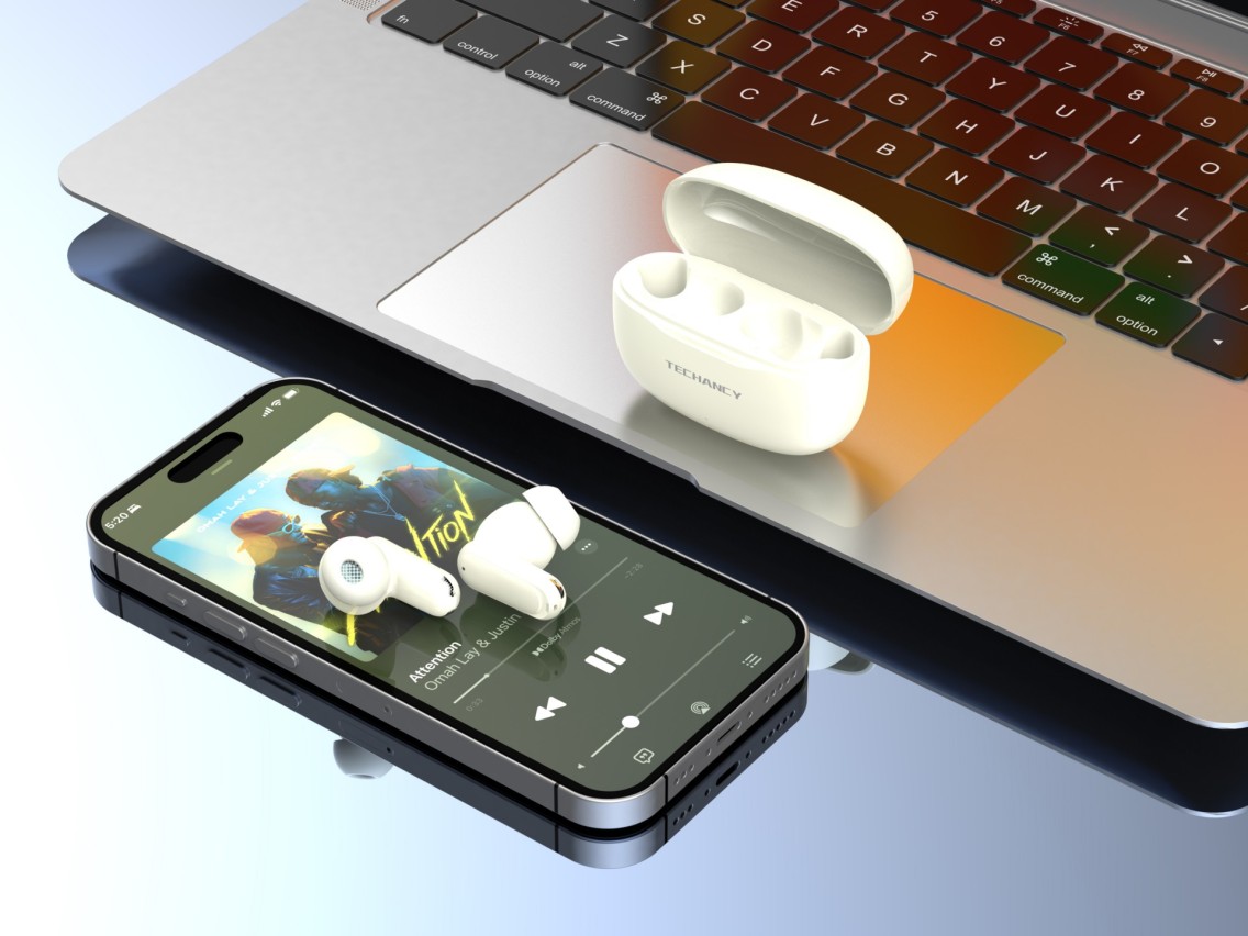 Auriculares inalámbricos Techancy Bluetooth TWS 5.4 KP2715 con micrófono HD, Smart Touch, USB-C, par