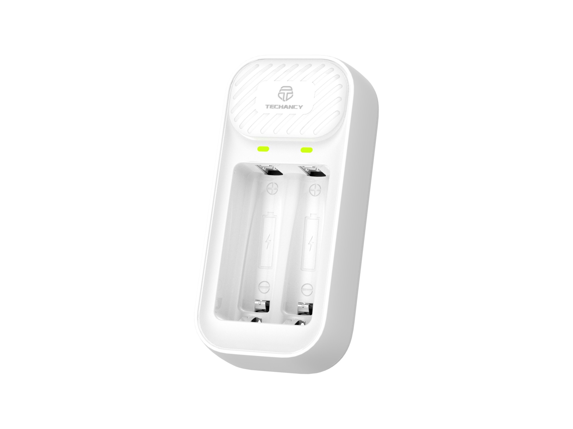 Techancy Carregador inteligente de pilhas MM5419 2 slots LED independente compatível com AA e AAA Ni