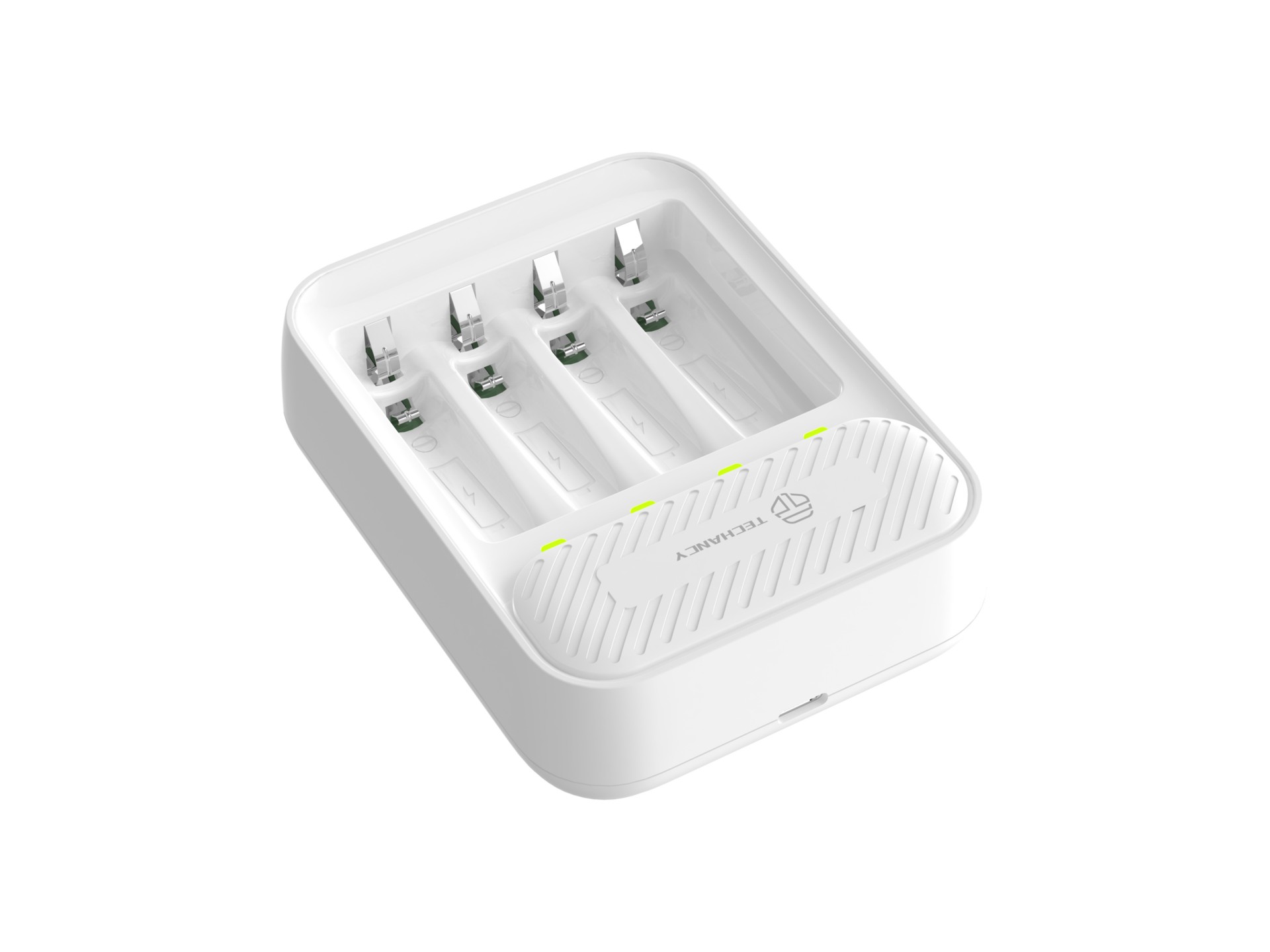 Techancy Carregador inteligente de pilhas MM5420 4 slots LED independente compatível com AA e AAA Ni