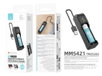 Techancy Carregador de bateria �nico MM5421 indicador LED compat�vel com 14500 18650 26650 21700 3.7