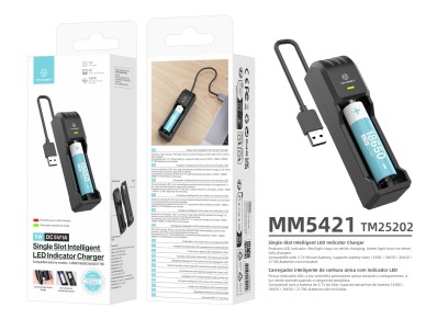 Techancy Carregador de bateria �nico MM5421 indicador LED compat�vel com 14500 18650 26650 21700 3.7