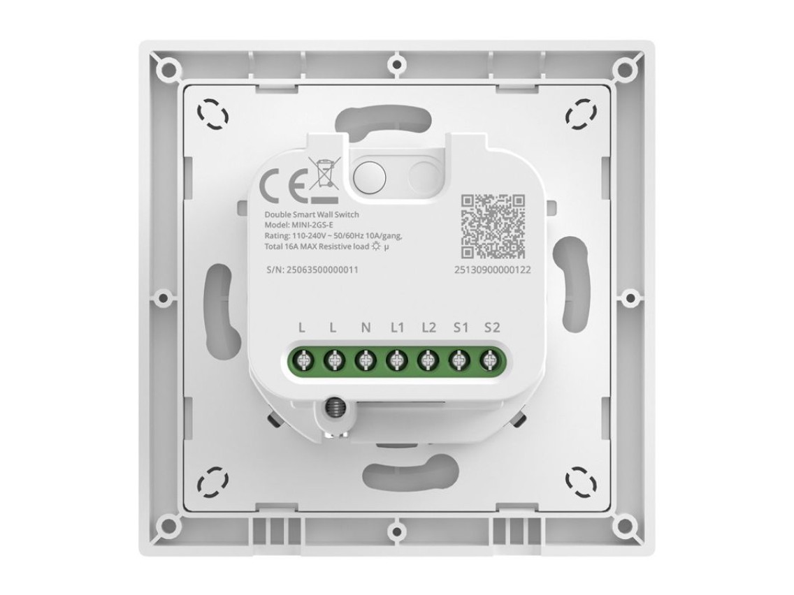 Interruptor de pared de dos canales SONOFF MINI-2GS-E Matter.