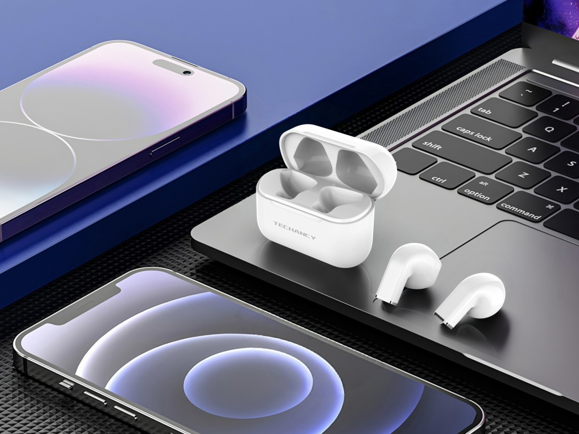 Techancy Auriculares TWS KP2713 Bluetooth 5.4 true wireless USB-C 4h de autonomia liga��o est�vel 9m