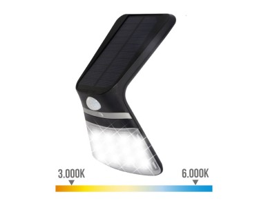 Solar wall light 3.5w 430lm rechargeable presence sensor (2-8m) black color 10.5x13cm edm