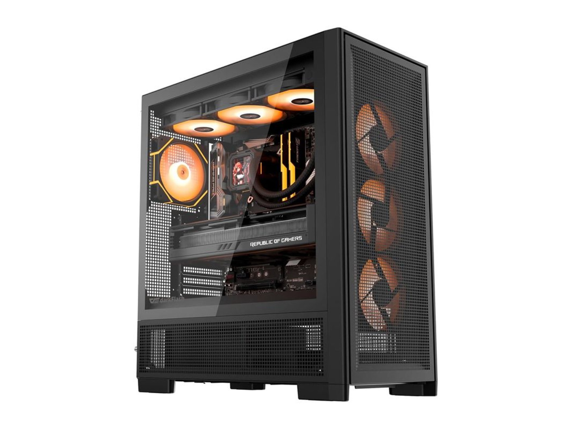 Gabinete para computador DarkFlash AIRNOVA (preto) + 3 ventoinhas
