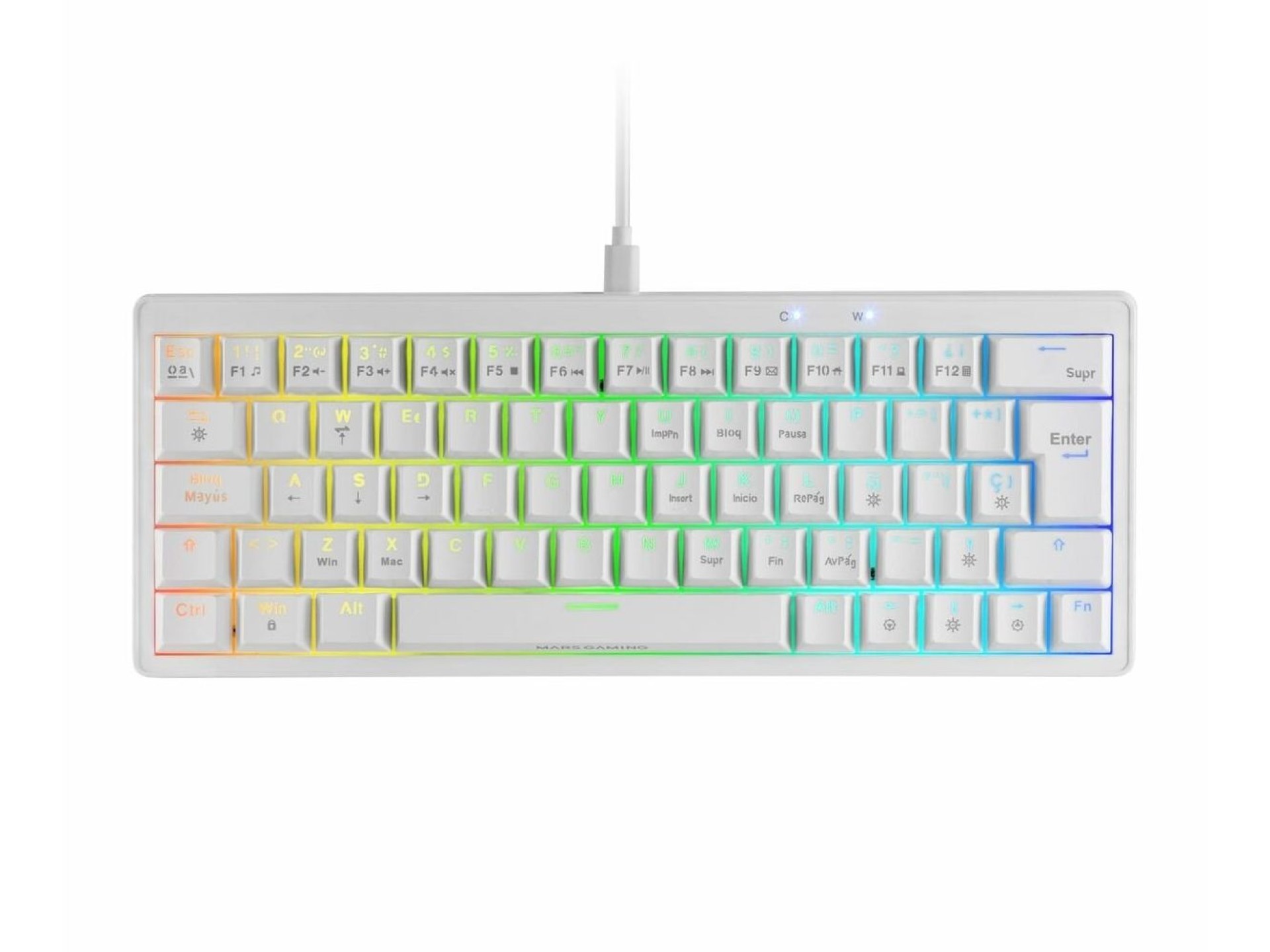 Teclado Gaming Mecánico Mars Gaming MKMINIPRO/ Switch Amarillo/ Blanco