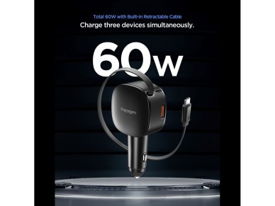 Cargador de coche Spigen EV603BT de 60 W (negro)