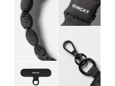 Ringke Holder & Puffer Hand Strap Phone Lanyard - Black