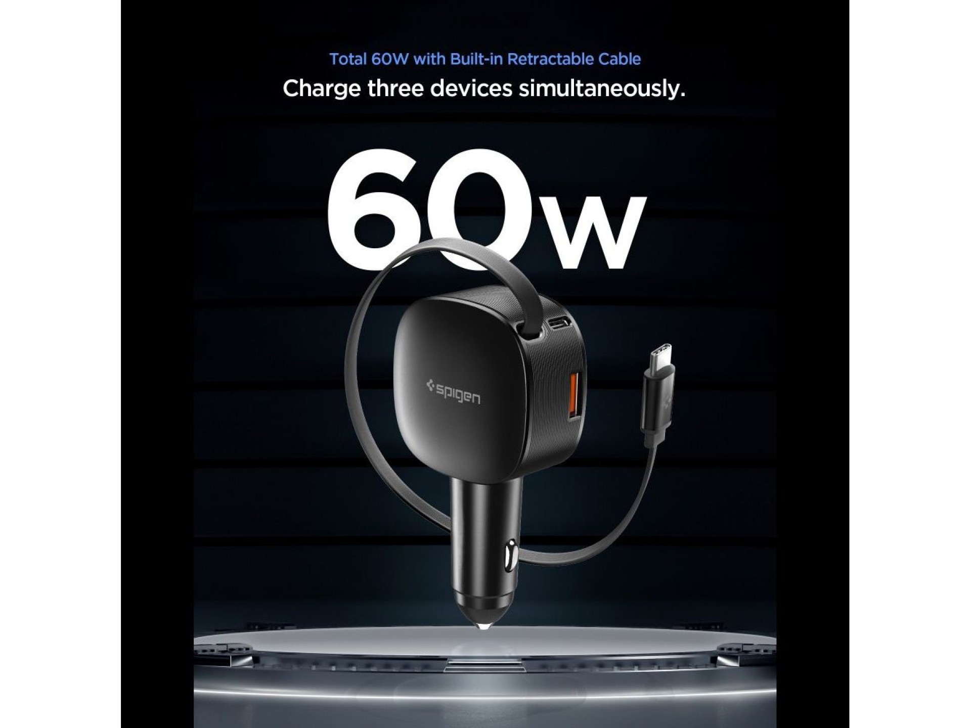 Carregador veicular Spigen EV603BT 60W - Preto