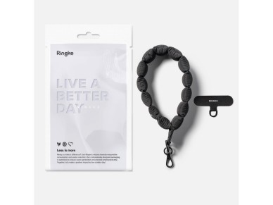 Ringke Holder & Puffer Hand Strap Phone Lanyard - Black