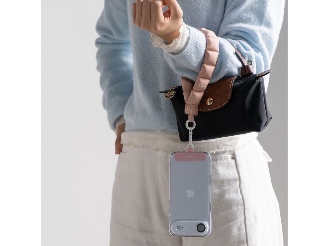 Ringke Holder & Puffer Hand Strap Phone Lanyard - Pink