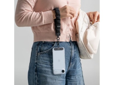 Ringke Holder & Puffer Hand Strap Phone Lanyard - Black
