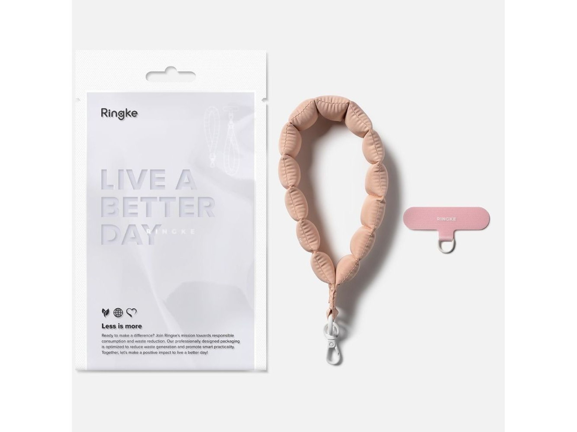 Ringke Holder & Puffer Hand Strap Phone Lanyard - Pink