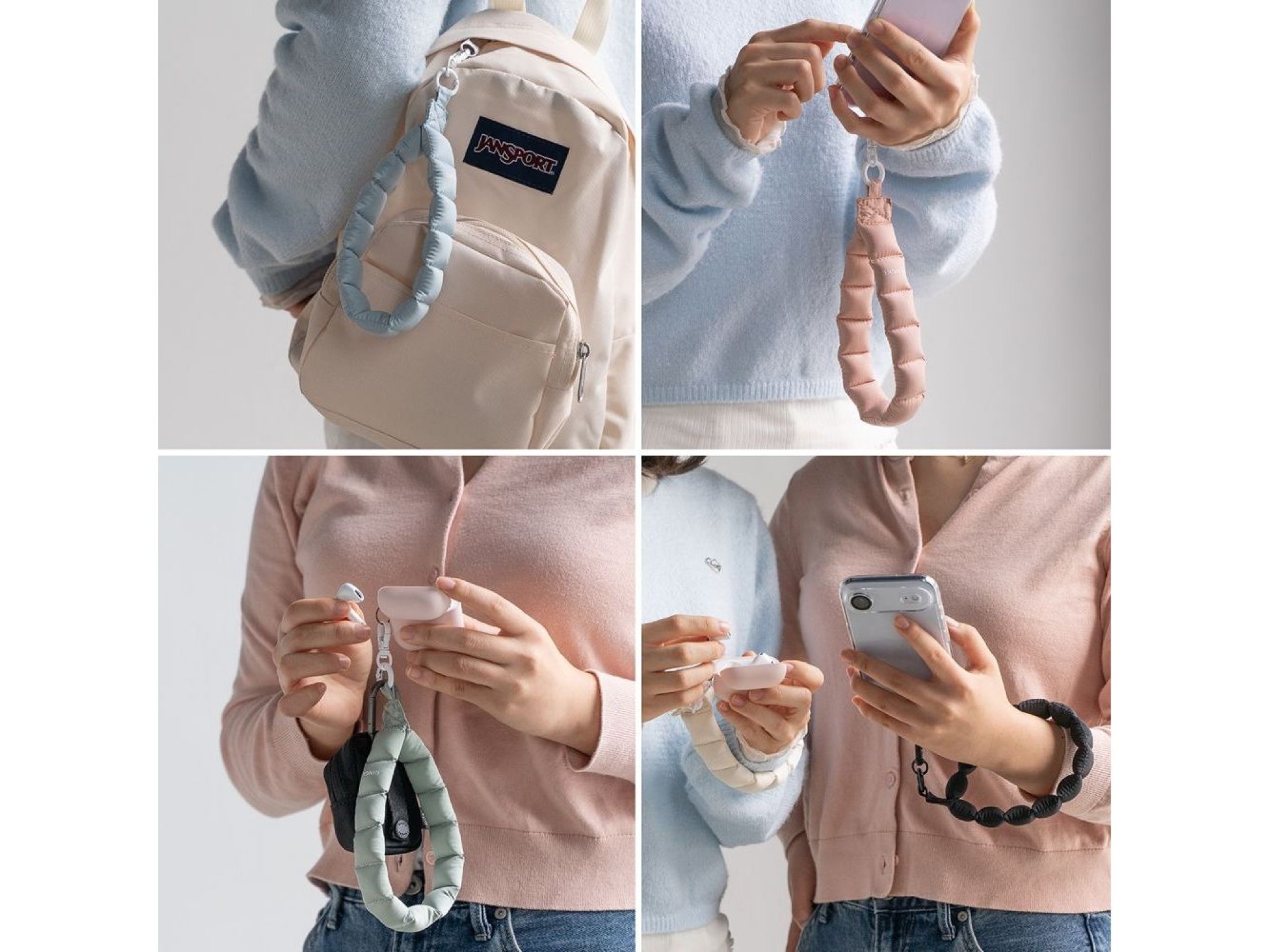 Ringke Holder & Puffer Hand Strap Phone Lanyard - Pink