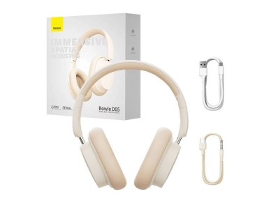 Auriculares Bluetooth Bowie D05 en color blanco crema