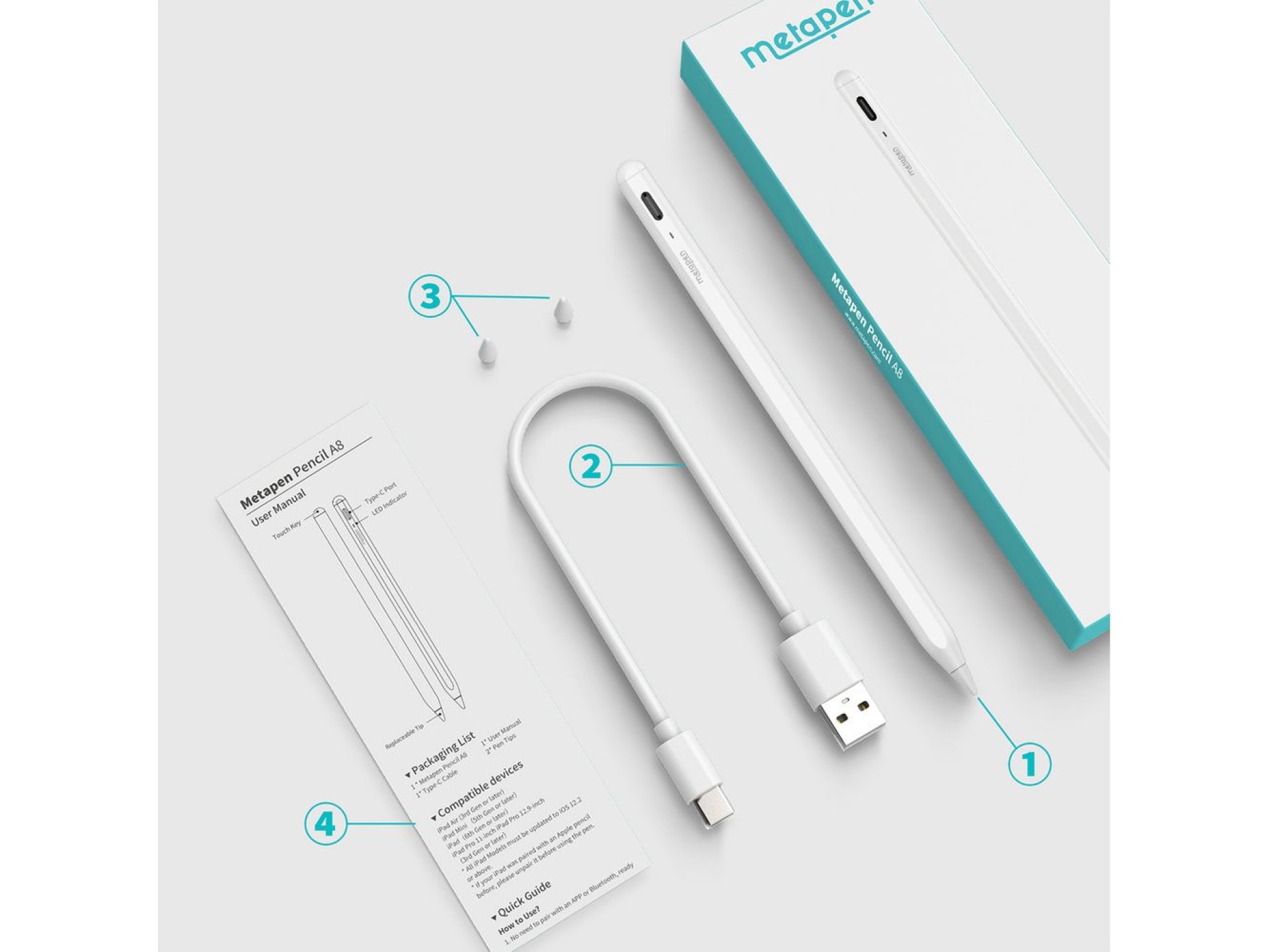 Metapen Pencil A8 para iPad - Branco